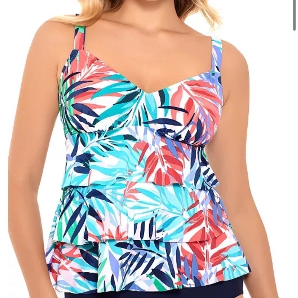 SWIM Solutions Tiered Fauxkini One Piece Swimsuit